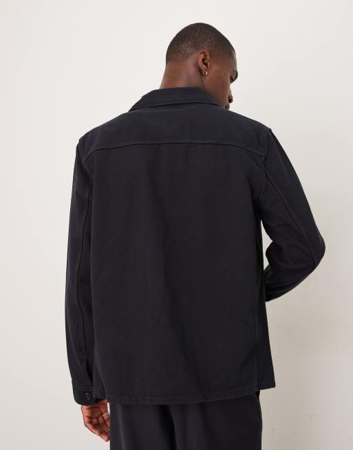 ARKET – Marinblå overshirt i ren bomull, 3 av 4