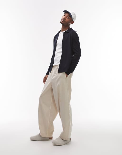 ARKET - Marineblå strikket cardigan med knapper foran og polokrave, 4 af 4
