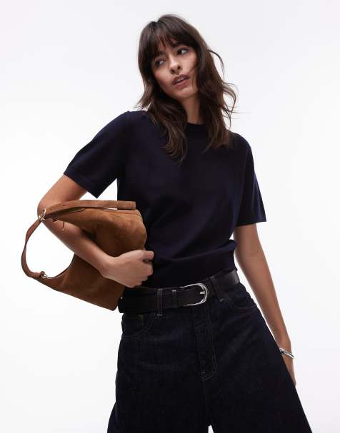 ARKET - Marineblå T-shirt i merinould - view 1