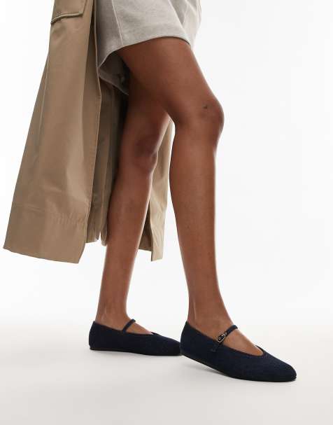 ARKET mary jane denim ballet flats in indigo blue - view 1