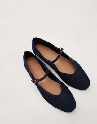 ARKET MARY JANE DENIM BALLET FLATS 