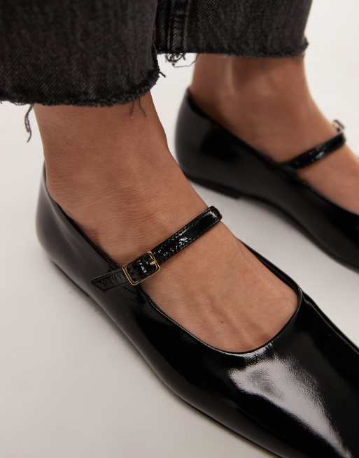ARKET - Mary Jane-schoenen van leer in gelakt zwart, 4 van 4