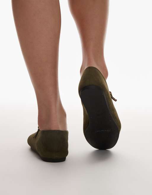ARKET mary jane suede ballet flats in khaki