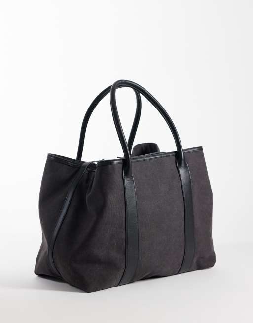 ARKET - Maxi borsa oversize in tela nera, 4 di 4