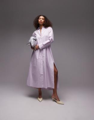 ARKET - Maxi-Hemdkleid in Flieder mit Seitenschlitzen-Neutral