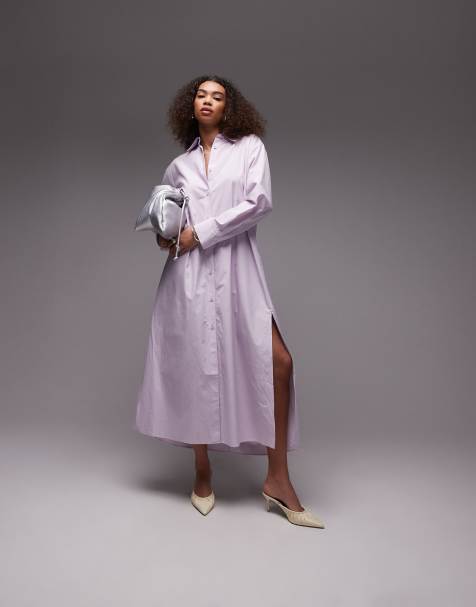 ARKET – Maxi-Hemdkleid in Flieder mit Seitenschlitzen - view 1