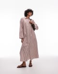 [Arket] ARKET maxi shirt dress with panelled sleeves and side splits in brown 32 BROWN