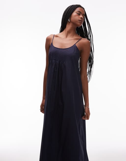 ARKET - Maxi strandjurk van puur katoen popeline met spaghettibandjes in blauw, 3 van 4