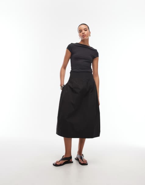 ARKET – Maxirock in Schwarz mit geraffter Taille und Ballon-Schnitt - view 1