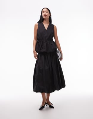 ARKET - Maxirock mit hohem Baumwollanteil in Schwarz mit Ballonsaum, Kombiteil