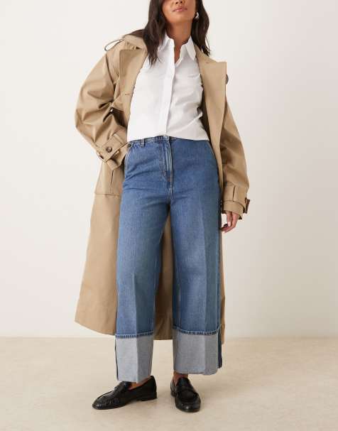 ARKET – Mellanblå, stilrena jeans med bred uppvikt fåll - view 1