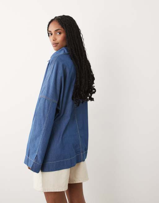 ARKET – Mellanblå, tvättade seglarskjorta i denim med långa ärmar, 3 av 4