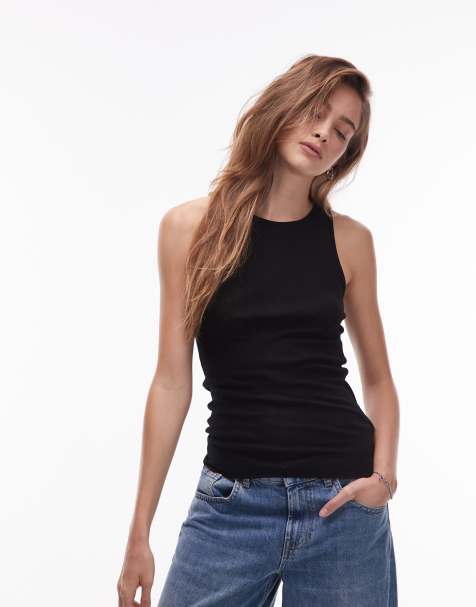 ARKET merino wool cosy knitted vest top in black - view 1