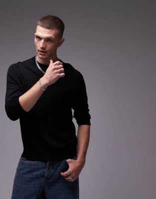 Arket Merino Wool Crew Neck Sweater In Black