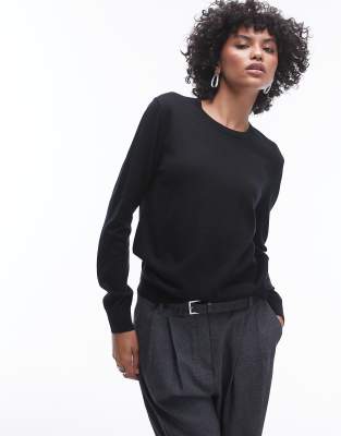 Arket Merino Wool Fine Knit Sweater In Black