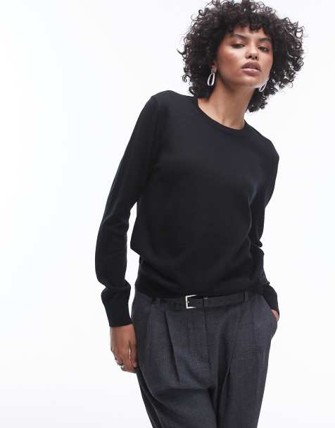 ARKET merino wool fine knit sweater in black - view 1