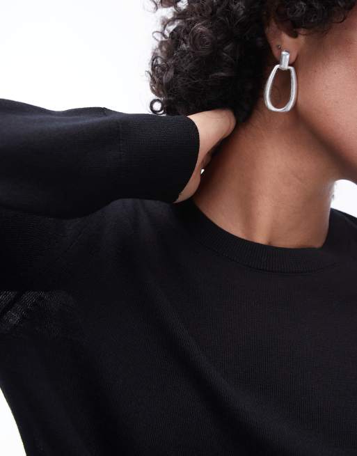 ARKET merino wool fine knit sweater in black, 2 of 4