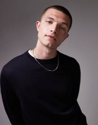 Arket ARKET merino wool jumper with crew neck in dark blue