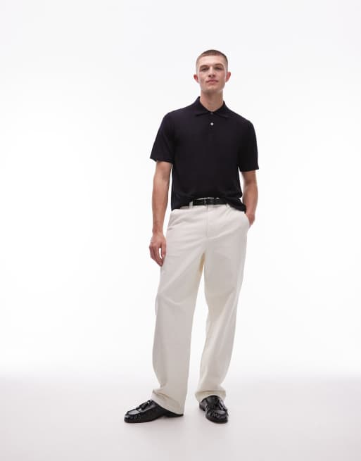 ARKET merino wool knit long sleeve polo shirt in navy, 4 of 4
