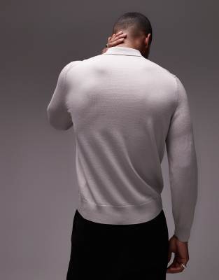 ARKET MERINO WOOL KNIT LONG SLEEVE POLO SHIRT 
