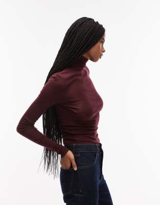 Arket Merino Wool Knit Semi Sheer Turtleneck Top In Brown