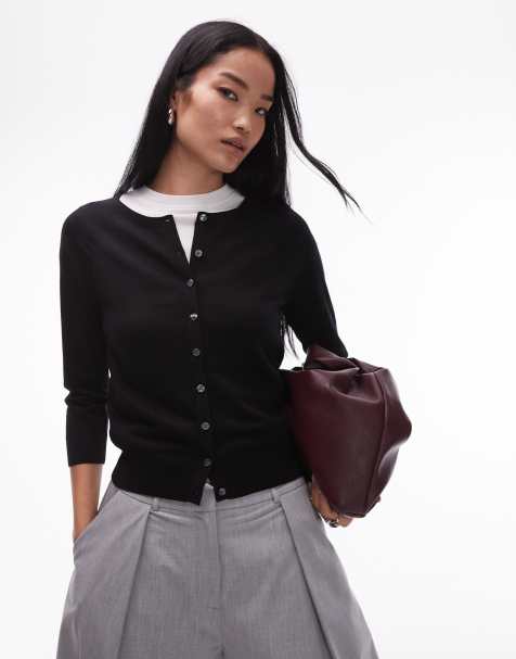 ARKET merino wool knitted cardigan in black - view 1