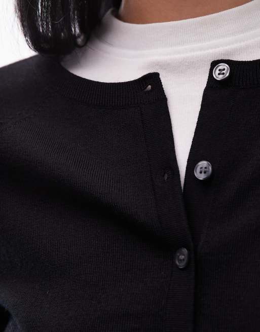 ARKET merino wool knitted cardigan in black, 2 of 4