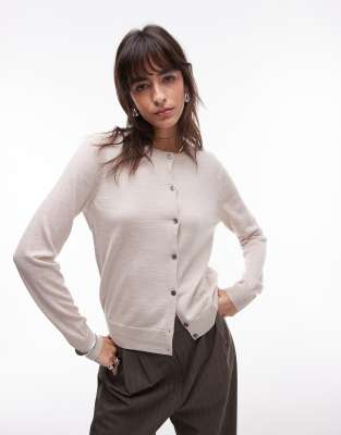 Arket ARKET merino wool knitted cardigan in off white