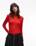 [Arket] ARKET merino wool knitted long sleeve top with hood in red M RED