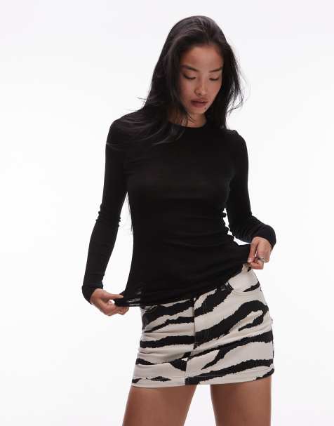 ARKET merino wool knitted semi sheer long sleeve top in black - view 1