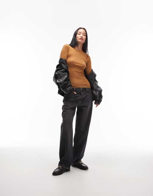 ARKET merino wool knitted semi sheer long sleeve top in mustard, 2 of 4
