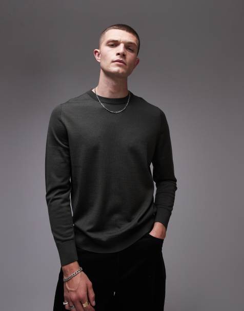 ARKET merino wool sweater with crew neck in green - view 1