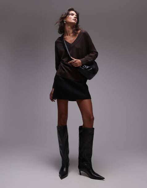 ARKET merino wool sweater with v-neck in brown - view 1