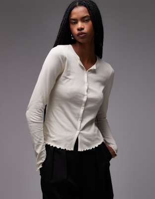 Arket ARKET mesh slim fit cardigan in beige-Grey