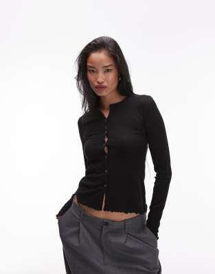 ARKET mesh slim fit cardigan in black