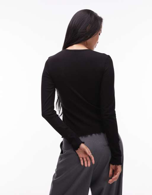ARKET mesh slim fit cardigan in black, 4 of 4