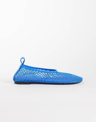 Arket Mesh Square Toe Ballerina Flats In Blue