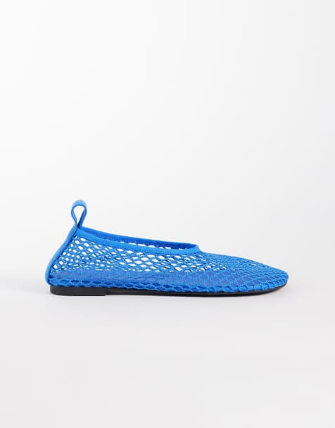 ARKET mesh square toe ballerina flats in blue - view 1