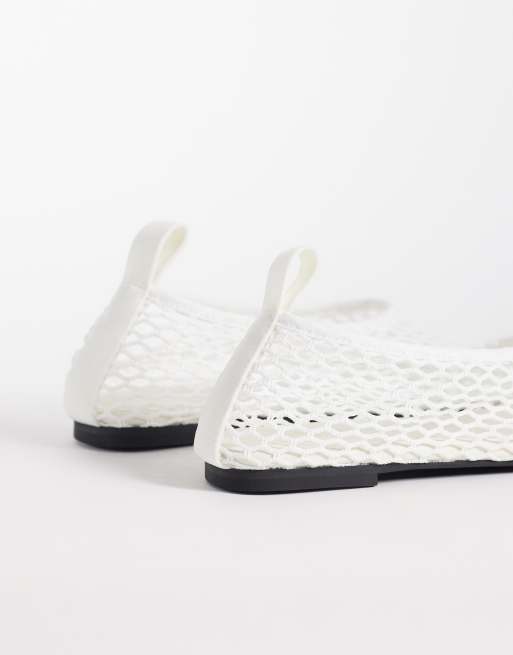 ARKET mesh square toe ballerina flats in white, 3 of 4