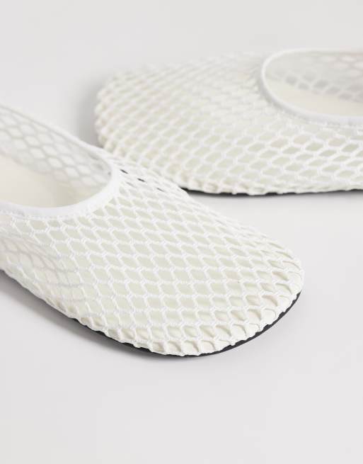 ARKET mesh square toe ballerina flats in white, 4 of 4