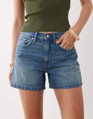 ARKET mid waist five-pocket denim shorts in blue wash