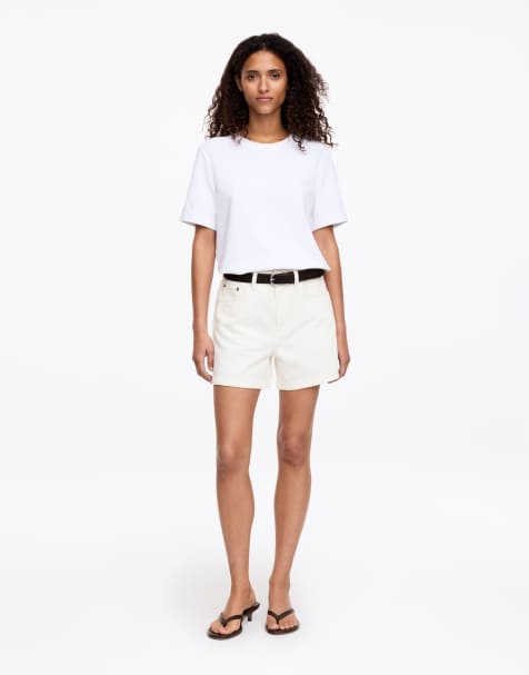 ARKET mid waist five-pocket denim shorts in white - view 1