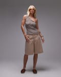 [Arket] ARKET mid waist five pocket loose denim twill shorts in sand-Neutral W25 Beige dusty light