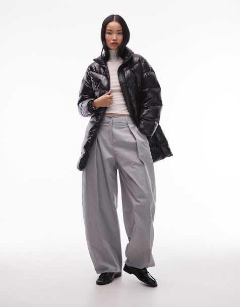 ARKET midi down padded puffer coat in black - view 1