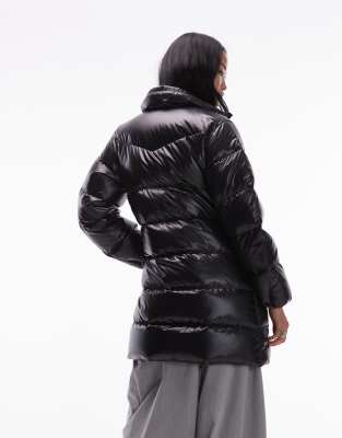 Arket Midi Down Padded Puffer Coat In Black