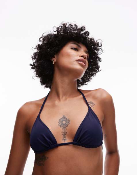 ARKET – Mieszaj i łącz – Granatowa góra od bikini z trójkątnymi miseczkami - view 1