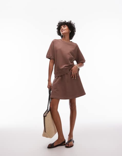 ARKET - Mini-jupe douce à taille élastique - Marron - view 1