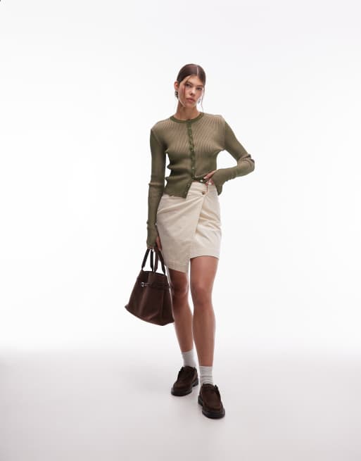 ARKET - Mini-jupe portefeuille en velours côtelé - Beige clair