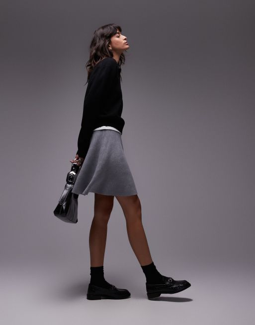 ARKET - Mini-jupe virevoltante d'ensemble en maille compacte - Gris