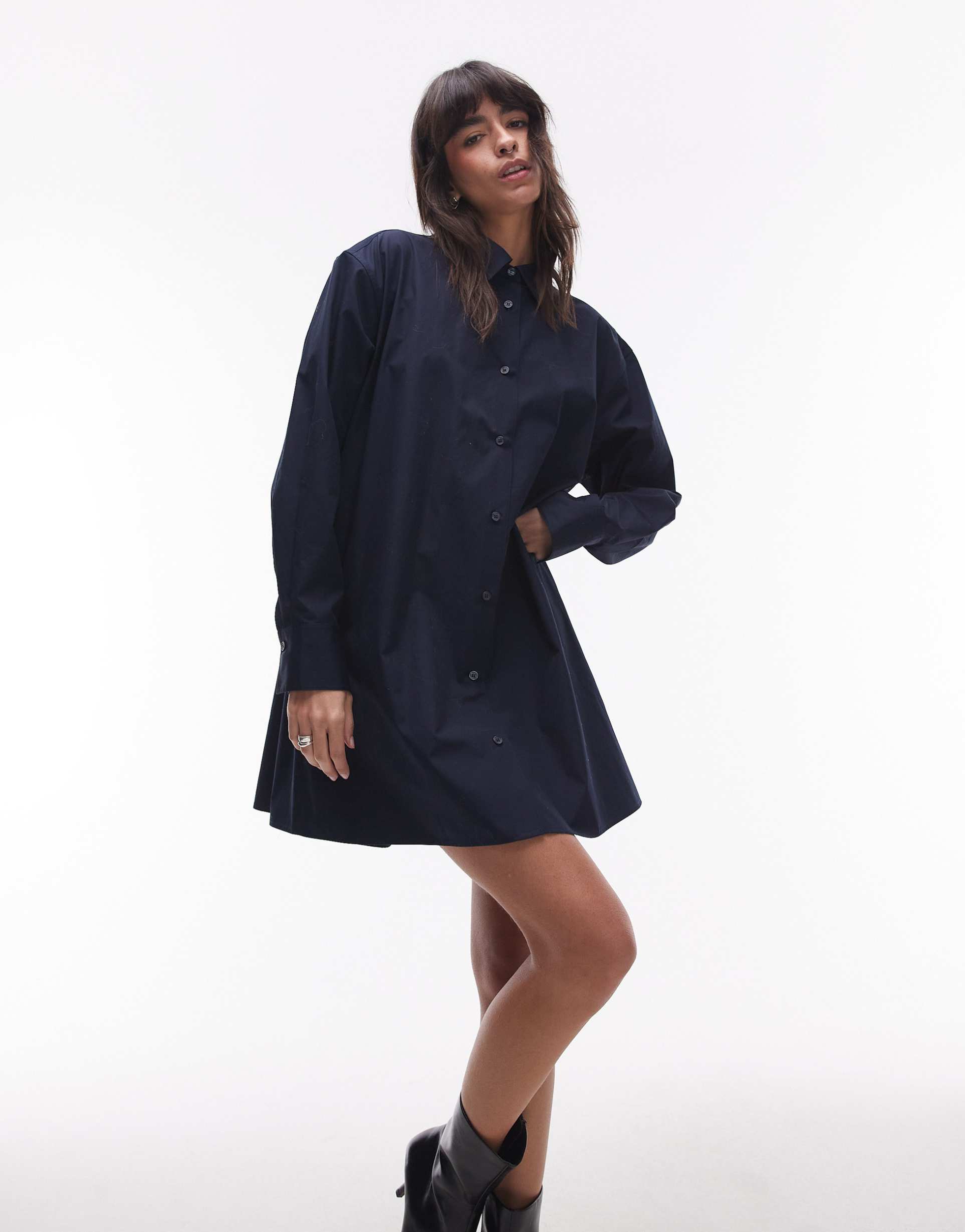 arket mini shirt dress in navy